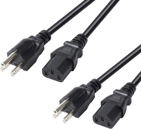 [2-pack] 1ft استبدال قسط البديل AC سلك-Vseer 18awg Universal 3 Prong Computer TV سلك طاقة NEMA 5-15p إلى IEC320 C13 كابل ، 0.3 م / أسود in Saudi Arabia