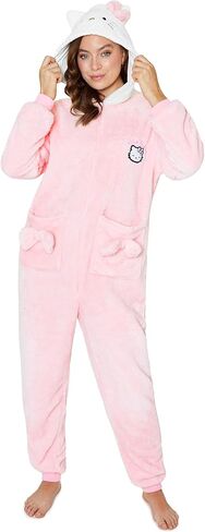 Hello Kitty Sanrio One Piece Pajamas for Women Teens Kawaii Fleece Loungewear Soft Sleepwear Jumpsuit PJs Gifts for Women in Saudi Arabia