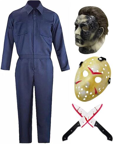 Men's Halloween Bodysuit Set 5-Pieces Jumpsuit Halloween Outfits Set for Adults Men Clothing in Saudi Arabia