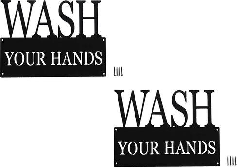 Wash Your Hands Sign, Black Bathroom Decor Wall Art Funny Metal Iron Quotes Plaque For Farmhouse Kitchen Restroom Rustic Home Decoration 14 x 8 Inches in Saudi Arabia