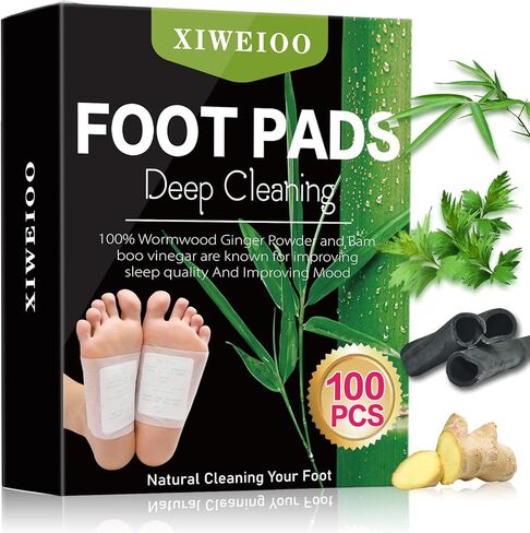 50 Pack Natural Foot Pads Ginger Wormwood Bamboo Vinegar Foot Care Patch Message Deep Cleansing for Stress Relief, Better Rest, Feet Health Patches, Relaxing Muscles Kit in Saudi Arabia