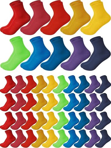 Coume 50 Pairs Girl Socks Bulk for Kids 6-8 Years Colorful Long Toddler Sock for Kids Boys Little Girl Children Birthday Christmas Winter Gifts in Saudi Arabia