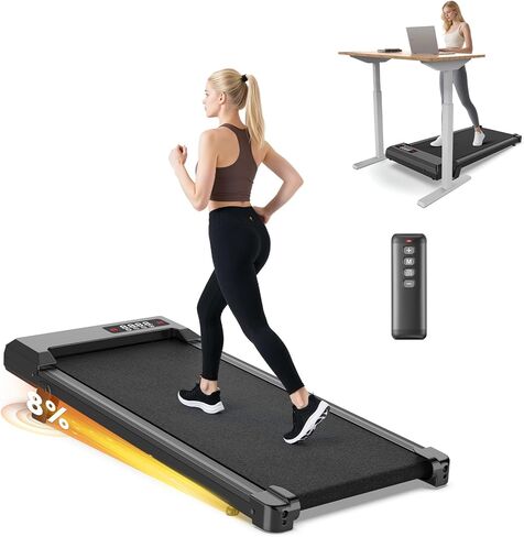 Folding Walking Pad Treadmill with Handle, 42"×16.5" Wide Belt & Super Anti-Shock, Ultra Quiet <45dB, Foldable Treadmill for Home Office, Safety Lock, 300 LB Capacity in Kuwait