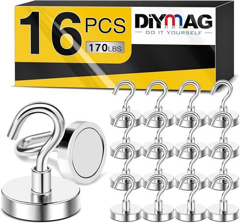 DIYMAG Hooks for Hanging String Lights, 30lbs 2025 Cruise Cabin Ship Essentials N52 Magnetic Hook Heavy Duty Strong Magnets Fridge for Classroom Beach Vacation Kitchen Grills 6 Pack Silver in Kuwait