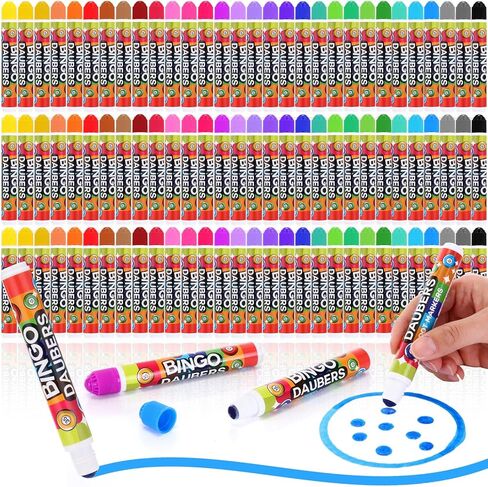 Crtiin 90 Pack Assorted Colors Set of Bingo Daubers Dot Markers Bulk Bingo Supplies in 30 Colors Art Markers Paint Craft Ideal for Art and Crafts Painting Supplies Drawing Coloring Party Favors in Kuwait
