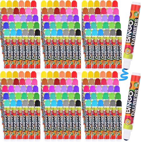 Crtiin 90 Pack Assorted Colors Set of Bingo Daubers Dot Markers Bulk Bingo Supplies in 30 Colors Art Markers Paint Craft Ideal for Art and Crafts Painting Supplies Drawing Coloring Party Favors in Saudi Arabia
