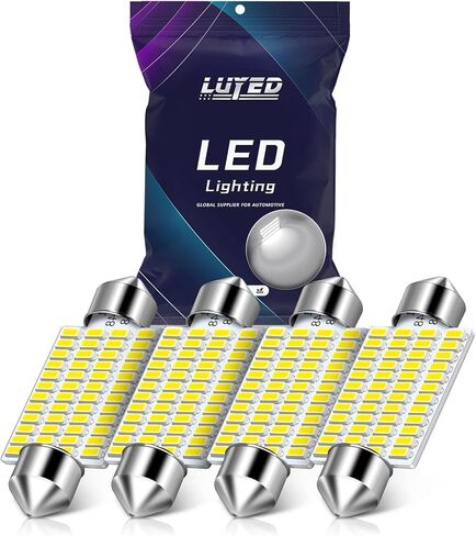 LUYED 578 LED Bulb 569 211-2 212-2 41mm LED Lights Bulb for Car Interior Dome Map License Plate Courtesy Lights, Xenon White,Pack of 4 in Saudi Arabia