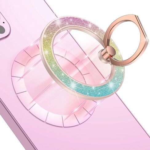 Magnetic Phone Ring Holder [ Mindsky Fashion Glitter Color] LargeSmall Ring Design Magnetic Phone Grip for iPhone 15 Pro Max/14/13/ 12series/Android/Magnetic Accessories-Trendy Glitter in Saudi Arabia