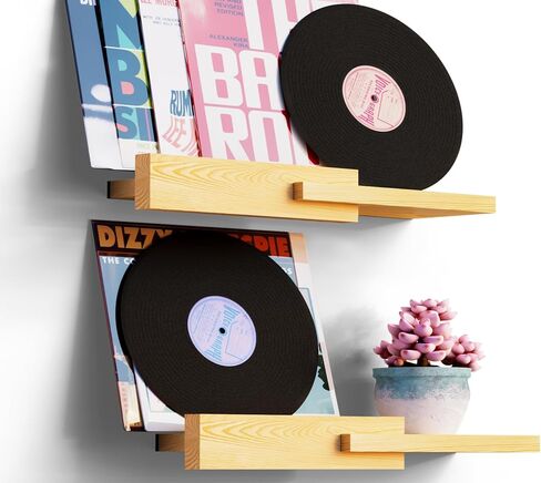 Unique Floating Shelves, Modern Reversible Wall Shelves, Minimalist Wall Mount Shelves, Picture Ledge & Frame Display for Bedroom, Living Room, Bathroom, Kitchen, 4.5D x 16.5W Inch, Brown in Kuwait