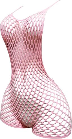 Oyoangle Women's Fishnet Dress Bodysuit Hollow Out Lingerie Chemise Nightwear in Kuwait