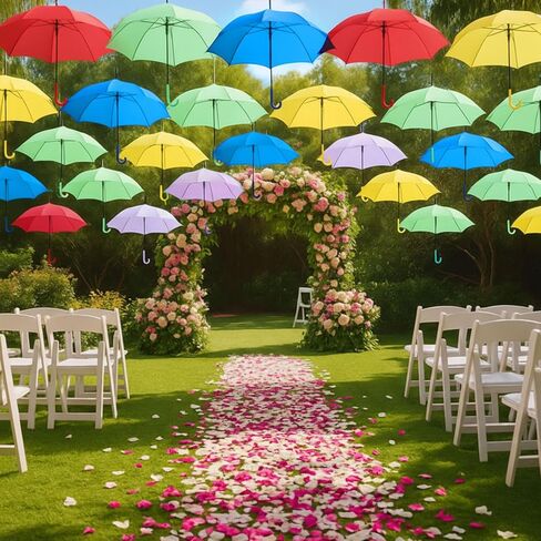 Eccliy 10 Pcs Decorative Street Umbrella for Hanging 35.5 Inch Macaron Color Stick Umbrellas for Outdoor Wedding Birthday Party Decor Photo Booth Props Garden Street Commercial Decoration in Saudi Arabia