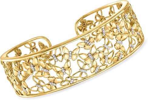 Ross-Simons 0.25 CT. T.W. سوار الكفة الفراشة الماس بالذهب 18kt على الجنيه الاسترليني in Saudi Arabia