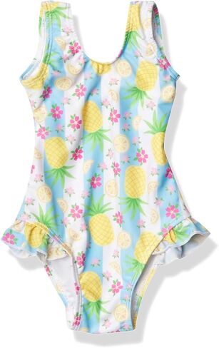Girls' UPF 50+ Delaney Hip Ruffle Swimsuit, Mermaid Friends in Saudi Arabia