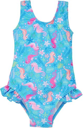 Girls' UPF 50+ Delaney Hip Ruffle Swimsuit, Mermaid Friends in Saudi Arabia