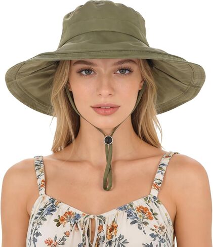 einskey upf 50+ قبعة شمس المرأة ، قبعة دلو عريضة للماء ، ثقب ذيل حصان ، قابل للتعبئة للبستنة على الشاطئ in Kuwait