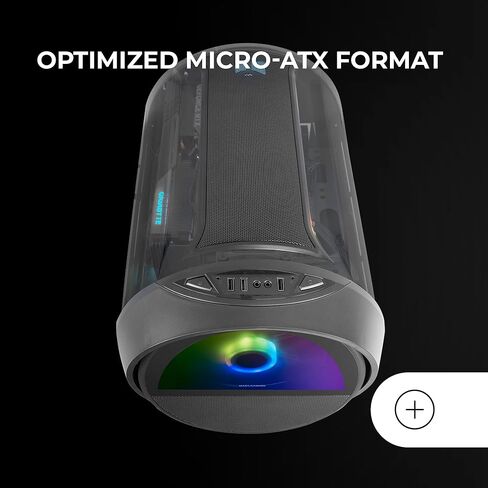 MC-XPS, Ultra Compact MicroATX Case, Tempered Glass + Mesh Panels, FRGB 120 mm Fan, Mesh Cooling Technology, Dual PSU Support for ATX and SFX, Mini-Tower PC USB-C, White in Kuwait