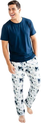 Men's Short Sleeve Loungewear Set - Soft Stretchy Fabric, Relaxed Fit, Eco-Friendly, Perfect for Family Matching in Saudi Arabia