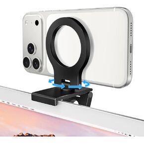 حامل كاميرا Itramax المستمر لشاشة سطح المكتب، حامل كاميرا ويب iPhone Mag-Safe للكمبيوتر المحمول، حامل ألومنيوم قابل للتعديل لهاتف iPhone 16 15 14 13 12، iOS 16، MacBook Pro، Air، iMac، macOS 13 Ventura، Apple TV in Kuwait