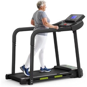 Treadmills for Seniors, Treadmills for Home with Handrails, Dual Shock Absorption, 300 LBS Capacity, Heart Rate Monitor, Bluetooth App Control, Ideal Treadmill for Elderly & Family Use in Kuwait