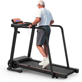 Treadmills for Seniors, Treadmills for Home with Handrails, Dual Shock Absorption, 300 LBS Capacity, Heart Rate Monitor, Bluetooth App Control, Ideal Treadmill for Elderly & Family Use in Saudi Arabia