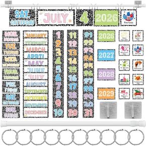 65 Pcs Composition Colorful Calendar Bulletin Board Set Pastel Holiday Festival Rainbow Flip Calendar with Adjustable Holder for Back to School Classroom Home Student Decoration Supplies in Saudi Arabia