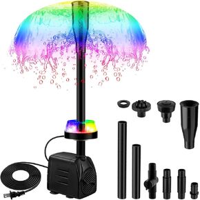 15W 800L/H مضخة نافورة البركة الغاطسة مع مصابيح LED ، مضخة مياه هادئة للغاية ، مضخات نافورة البركة للبركة الصغيرة ، الحديقة ، الحوض ، خزان السمك ، نافورة داخلية خارجية 3 نوع من النوع (أبيض) in Kuwait