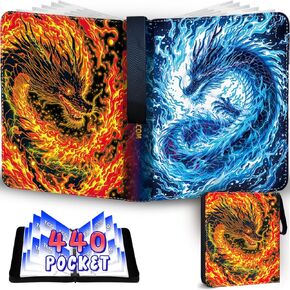 1008 Card Card Card Binder 9 Pocket ، موثق بطاقة تداول من 3 حلقة مع 56 صفحة قابلة للإزالة ، ألبوم بطاقة مجموعة بطاقة تداول عالية التخزين - حافلة Carning Organizer Case لبطاقات MTG TCG - FIRE in Kuwait