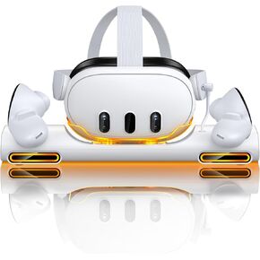 Fast VR Charging Dock for Meta Oculus Quest 3: LED Quest Charging Station for Oculus 2 Aceesories - RGB Controller Stand with 4 Rechargeable Batteries in Kuwait