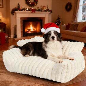 Cute Cat Couch Bed for Indoor Cats, Fluffy Pet Cat Sofa with Premium Soft Corduroy Fleece, Cute Small Dog Beds for Small Dogs, Fuzzy Puppy Chair with Removable Washable Cover (24x18x10,Pink) in Kuwait