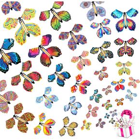 100 Pcs Magic Flying Butterfly Toys, Wind Up Butterfly Cards Toy Fairy Flying Butterflies Cards for Centerpieces Suprise Explosion Box Gifts Birthday Wedding Party Decoration Anniversary in Kuwait
