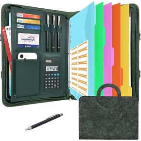منظم المحفظة - 3 رنين الموثق مع مقبض ، مجلد Padfolio للأعمال الجلدية النباتية مع المفكرة ، ويشمل 5 فواصل مع 10 جيوب لملفات المستندات in Kuwait