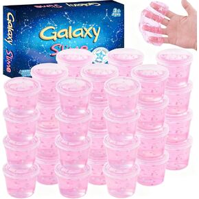 24 Pack Blue Galaxy Slime, Slime Bulk Party Favor for Girls & Boys, Clear Container Jars Galaxy Star Slime Cup, Soft, Wet, Non Sticky, Birthday Gifts, Classroom Rewards for Kids, Goodie Bag Stuffers in Kuwait