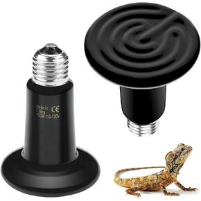 BN-LINK 150W Reptile Heat Lamp 2-Pack Ceramic Heat Emitter, No Light Emitting Heat lamp Bulbs for Reptiles Chickens Lizard Bearded Gragon Turtle Snake (Black) in Kuwait