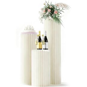 5 حزمة أسطوانة بيضاء محمولة تقف للحفلات ، 31.5 "، 23.6" ، 15.7 "ارتفاع من الورق المقوى الطويل الطويل الكعكة مقاس حامل ، Cilindros Para Fiestas Redondos Blancos لحفلات الزفاف in Kuwait