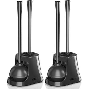 Toilet Plunger and Brush, Bowl Brush and Heavy Duty Toilet Plunger Set with Ventilated Holder, 2-in-1 Toilet Brush and Plunger Combo for Bathroom Cleaning（2 Pack, White） in Kuwait