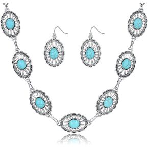 مجموعة المجوهرات الغربية للنساء البوهيميان الفيروز القابل للتعديل قلادة غربية متدلية سوار حرك مجموعة بوهو المجوهر in Kuwait