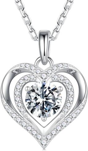 قلادة Moosea Heart Moissanite للنساء ، 1-3 قيراط D Color VVS1 Clarity 925 Sterling Silver Moissanite Necklace ، ذكرى الذكرى السنوية للزوجة ، هدايا عيد ميلاد للنساء أمي صديقة أمي in Saudi Arabia