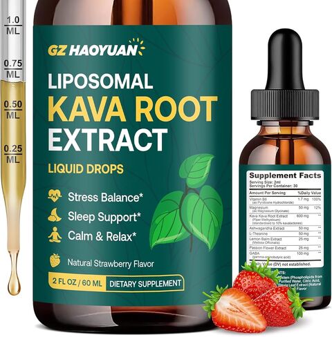 Liposomal Kava Kava Drops for Calming & Relaxation – Kava Root Extract Supplement with GABA, Ashwagandha & Magnesium - Support Mood & Better Sleep, Fast-Absorbing Vegan Kava Liquid Drops Lemon 2 Fl Oz in Saudi Arabia