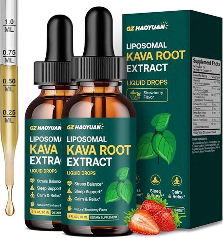 Liposomal Kava Kava Drops for Calming & Relaxation – Kava Root Extract Supplement with GABA, Ashwagandha & Magnesium - Support Mood & Better Sleep, Fast-Absorbing Vegan Kava Liquid Drops Lemon 2 Fl Oz in Saudi Arabia