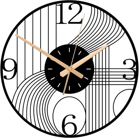Modern Abstract Black Metal Wall Clock - Large Silent Decorative Clock with Unique 3D Shadow Effect - Customizable Hands & Multiple Sizes for Home & Office (20 Inch / 50cm) in Saudi Arabia