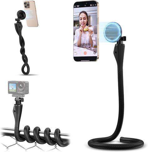 حامل ثلاثي مرن مغناطيسي ممتد لهاتف iPhone، ارتفاع وزاوية قابل للتعديل وقابل للانحناء حامل ثلاثي الأخطبوط للهاتف المحمول لـ Magsafe وAndroid وكاميرا مدمجة وGoPro Travel Selfie/Vlogging/تسجيل الفيديو in Kuwait