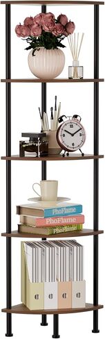 5-Tier Corner Shelf Stand, 52" Industrial Corner Display Rack for Living Room, Bookshelf, Tall Display Shelf, Plant Stand, Storage Standing Shelf for Bedroom, Bathroom, Kitchen, Brown in Saudi Arabia