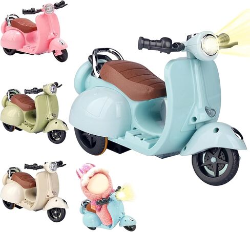 Scooter for Labubu ، لعبة الدراجات البخارية مع الضوء والموسيقى ، لديها مقعد لإكسسوارات Labubu ، Mini Electric Doll Scooter Interactive Decord Desctop الحلي (أبيض) in Kuwait