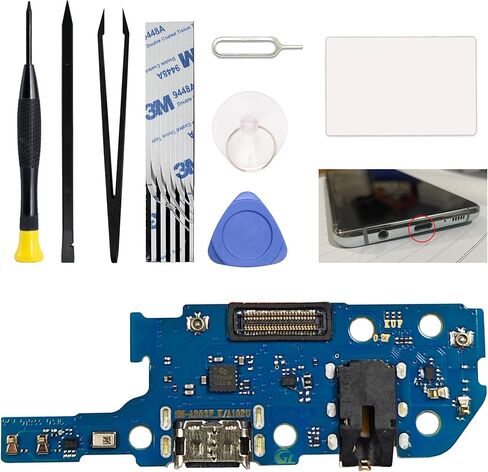 طقم استبدال منفذ الشحن متوافق مع الإصدار الأمريكي Galaxy A03S، SM-A037U، SM-A037W، SM-A037U1، موصل USB-C، مع دليل التعليمات، مجموعة أدوات in Kuwait