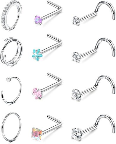 حلقات أنف Orazio للنساء - 14K مملوءة بالذهب Hypoallergenic Surgical Steel Ring Ring Hoops 18G/20G/22G SMITHE CZ CZ SCROM in Saudi Arabia