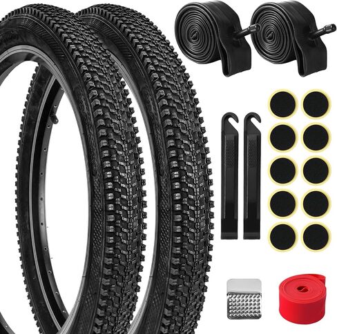2pcs إطارات الدراجات الجبلية ومجموعة 2pcs الأنابيب ، 24 '× 1.95' 'إطار الدراجة و 1.75'-2.125 '' AV 32mm الداخلية ، استبدال قابلة للطي 24 × 1. in Kuwait