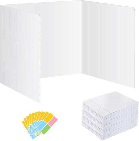24 Pack Black Desk Dividers for Students, Privacy Shields Folder for Students, Durable & Waterproof Plastic Study Board, Classroom Teacher Supplies Test Divider, Includes 10pcs Extra Labels in Saudi Arabia