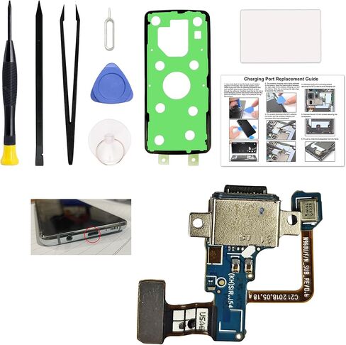 مجموعة استبدال منافذ الشحن متوافقة مع إصدار Galaxy Note 10 الأمريكي، وGalaxy Note 10 SM-N970U، وSM-N970U1، وSM-N970W، وموصل USB-C، مع دليل التعليمات، ومجموعة الأدوات in Kuwait