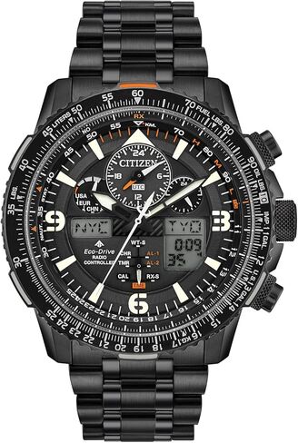 Citizen Men's Eco-Drive Promaster Skyhawk A-T Watch, Brown Dial, Brown Leather Strap, Atomic Timekeeping (Model: JY8084-09H) in Saudi Arabia