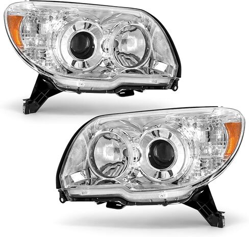 Headlight Assembly Compatible with 2006 2007 2008 2009 Toyota 4Runner, 4th gen 4runner Projector Headlamp Left and Right Replacement Pair With Chrome Housing Amber Reflector in Saudi Arabia